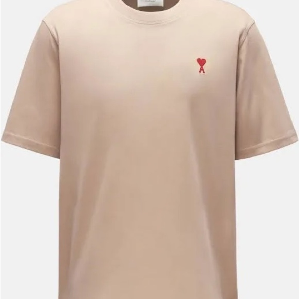 Beige T-Shirt with Red Logo